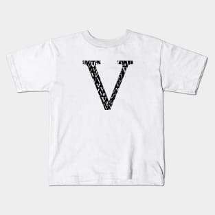 V Filled - Typography Kids T-Shirt